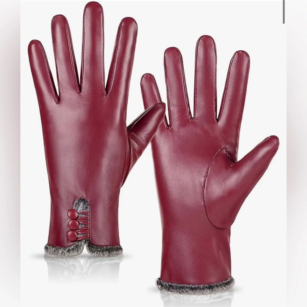 NWT Leather Gloves PU Cashmere Lined, Touchscreen MULTI SIZES AND Colors
